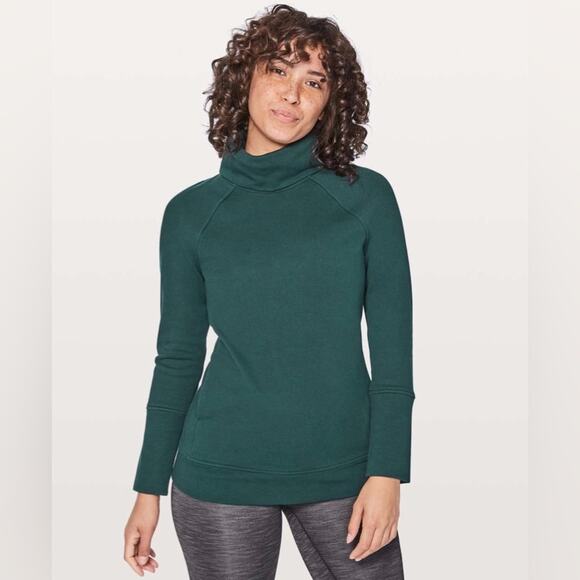 Lululemon To You Terry Sweatshirt Tunic Kangaroo Pocket in Submarine - Size 10 - Picture 1 of 12